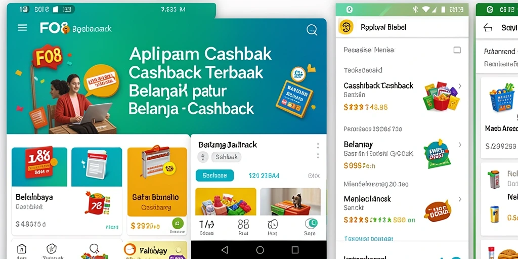 Antarmuka aplikasi FO8 dengan fitur cashback yang mudah digunakan.