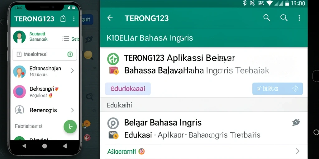 Screenshot antarmuka aplikasi TERONG123 untuk Belajar Bahasa Inggris.