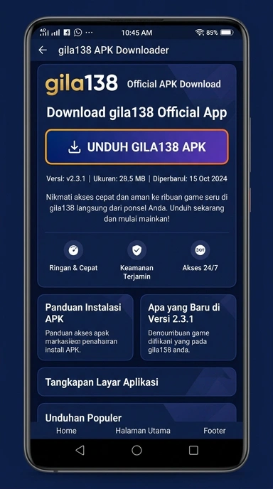Tampilan halaman APK gila138