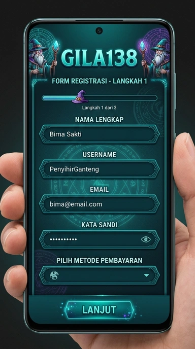Tampilan halaman daftar gila138